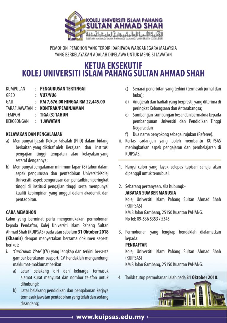 Iklan Rektor 2018a5 | Kolej Universiti Islam Pahang Sultan ...